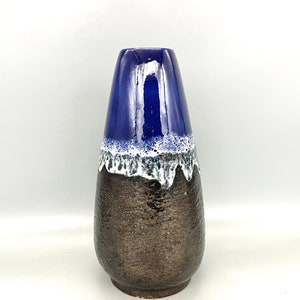 ES - Keramik 608 / 25, blue white and bronze Emons & Söhne very rare Fat Lava vintage vase Mid Century Modern 1960s /1970s WGP.