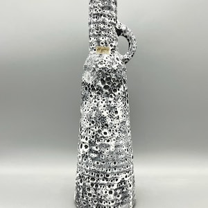 Dutch Vest Keramiek / van Woerden Gouda, very rare large handmade white black Vintage 1960s  Fat Lava Ceramic  vase.