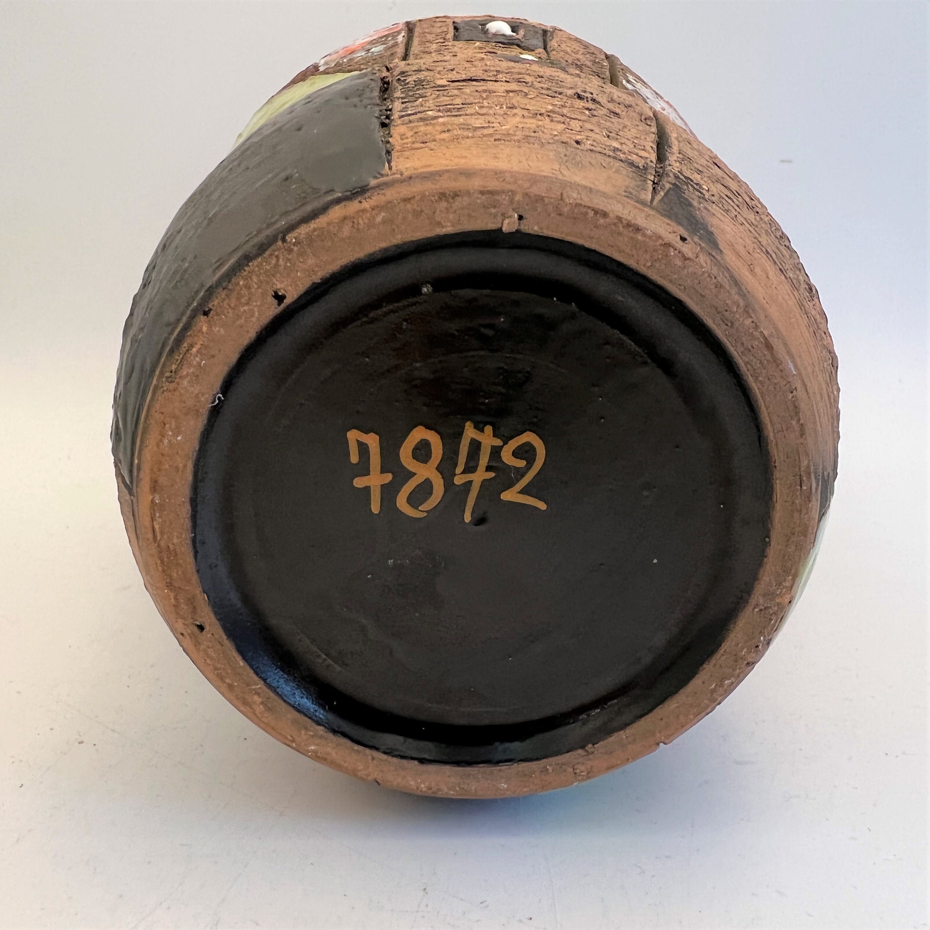 イタリア陶器　FRATELLI FANCIULLACCI　ミッドセンチュリー Fratelli Fanciullacci の花瓶、家と木の装飾、1960 年代の