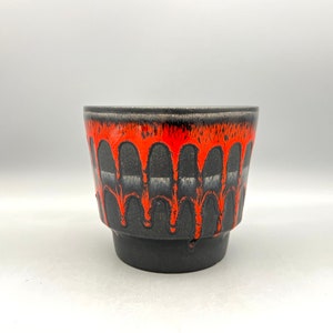 Fohr Keramik, vintage Mid Century Modern red / black ceramic  West Germany Planter 1970s  . WGP.