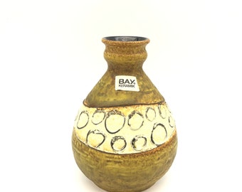 Bay Keramik  610 - 17  Mid Century Modern  , stylish circle relief vase, 1960s -1970s  West Germany. WGP.