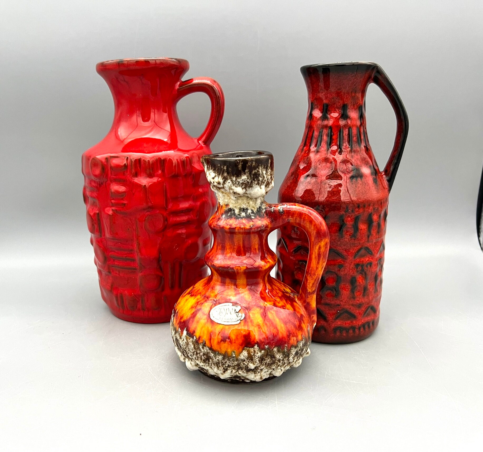 Vintage Bay Keramik Vase, Bodo Mans, Red Black Pottery, West
