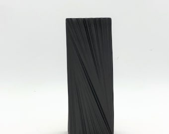 Rosenthal Studio Line, Op Art Modernist mat black rectangular bisque porcelain vase.  Designer / Artist Martin Freyer 1960s/1970s  Germany .