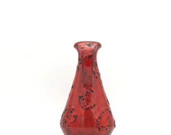 Graflich Ortenburg Fat Lava Fatlava 西ドイツ Fat Lava Vase, Gräflich Ortenburg, Red Black West German Pottery