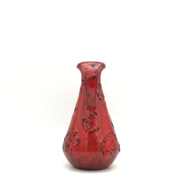 Fat Lava Vase, Gräflich Ortenburg, Red Black West German Pottery