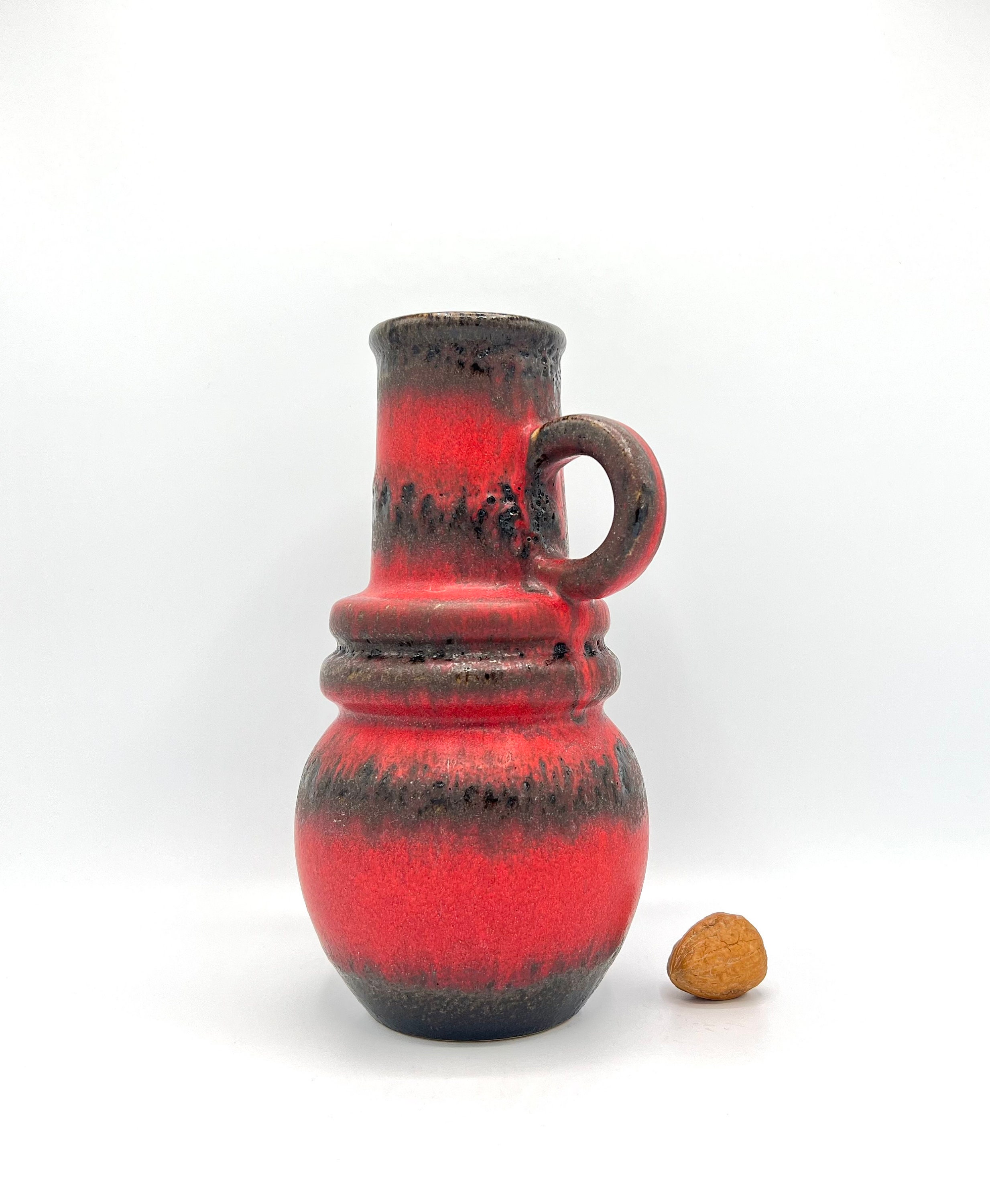 Scheurich Ceramic Vase Vintage, Fat Lava, Red and Brown