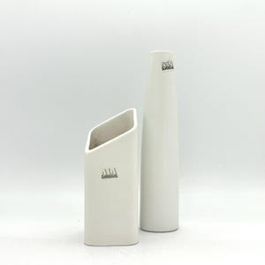ASA Selection , set of 2 quality ceramics, stylish mat white Vintage design vases made in the 1980s - 1990s  West Germany. WGP.