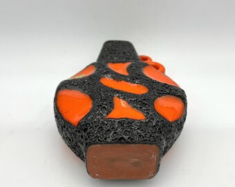 Roth Keramik Fat Lava Vase Banjo in Orange & Schwarz im 1970er