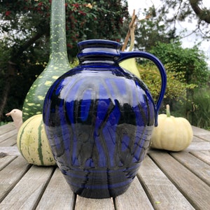 Carstens Tönnieshof 1527 - 22 , rare blue and black  Vintage collectors vase  1960s / 1970s  West Germany. WGP.