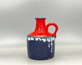 Fat Lava Vase, Gräflich Ortenburg, Red Black West German Pottery
