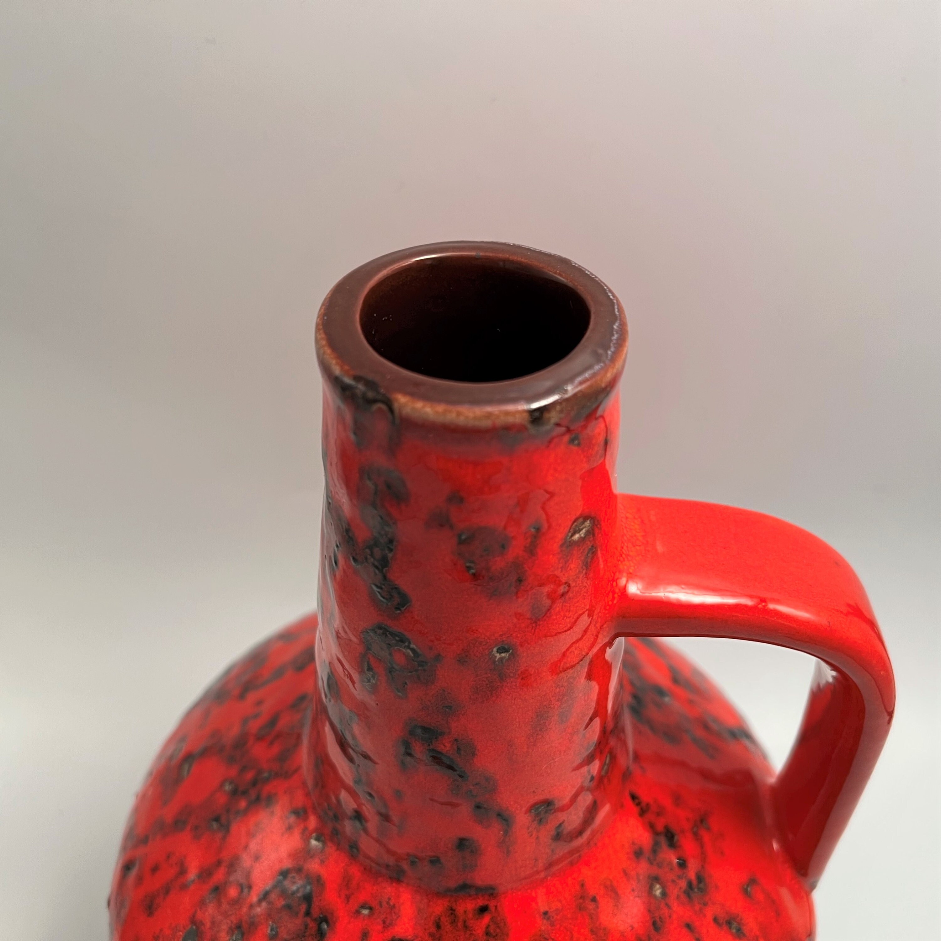 Vintage Carstens Tönnieshof Fat Lava Vase, Red Black Glazed
