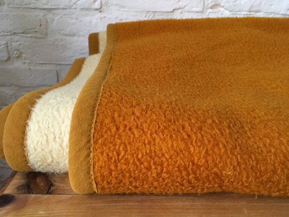Vintage Blanket Yellow Orange Warm Color Retro Bedding Bedroom Blankets Rustic Cottage