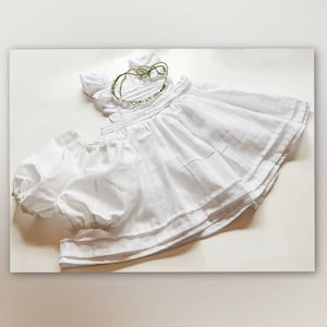 Dress set: &quot;Coco&quot;, a white batiste set for little girls age 1-2 years.