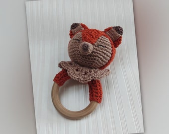 Baby Rattle: "Little Fox", lovely gift for newborns.