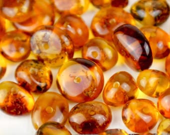 Miel natural genuina ámbar báltico perlas medianas con agujeros - 20pcs