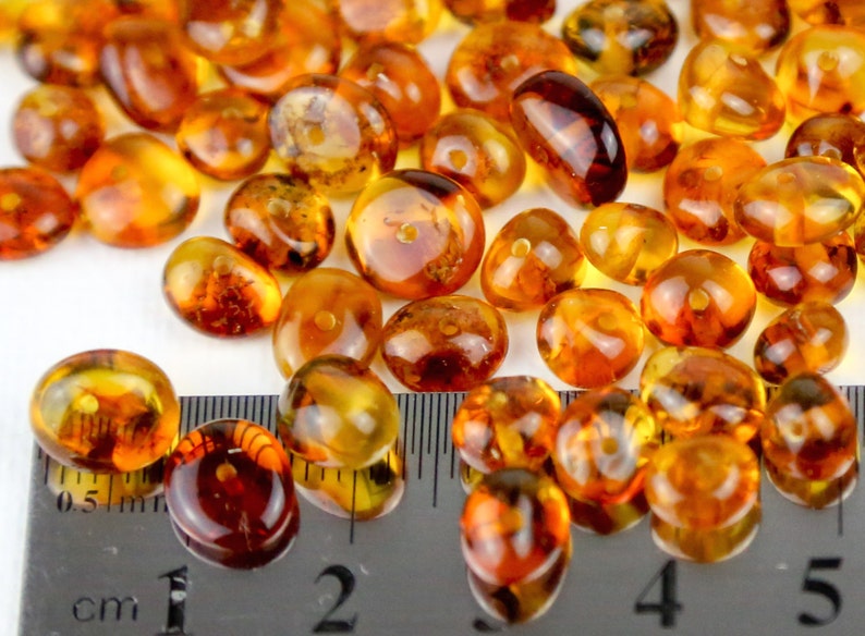 Genuine Natural Honey Polish Baltic Amber Medium Beads With Holes 20pcs image 1