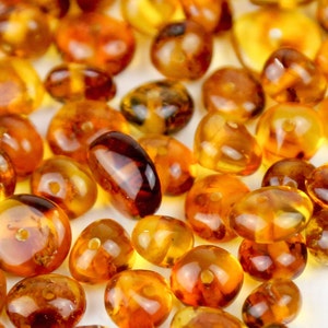 Genuine Natural Honey Polish Baltic Amber Medium Beads With Holes 20pcs image 3
