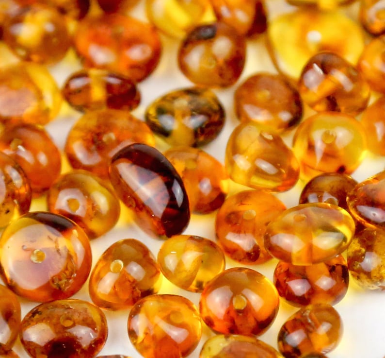 Genuine Natural Honey Polish Baltic Amber Medium Beads With Holes 20pcs image 3