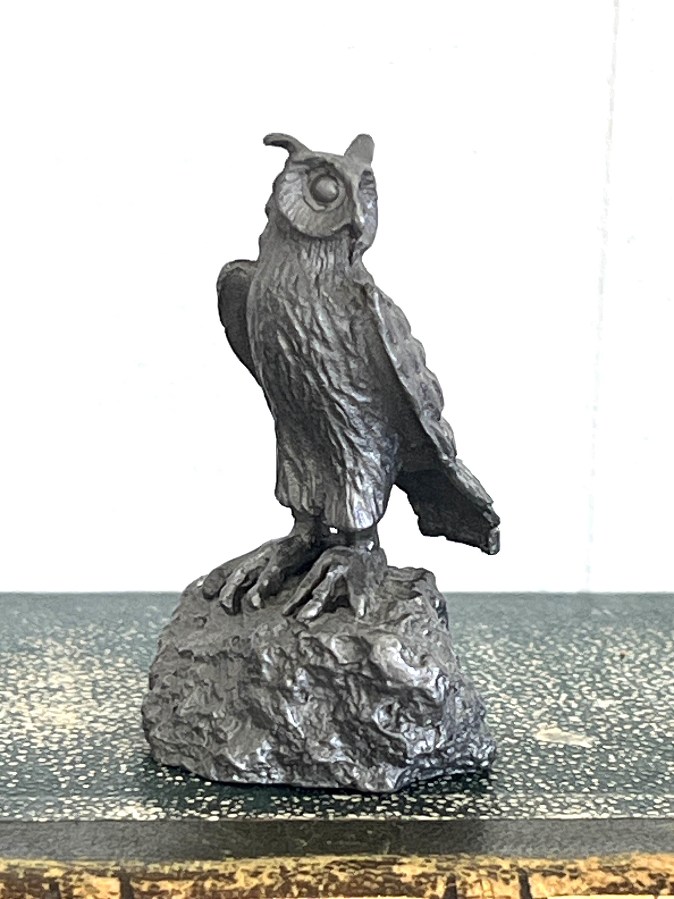 Vintage Pewter Owl, Miniature | Pewter Bird