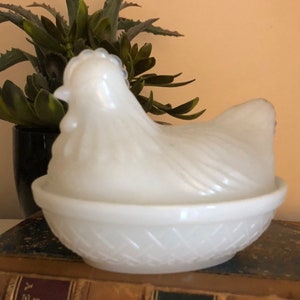 Milk Glass Hen on a Nest