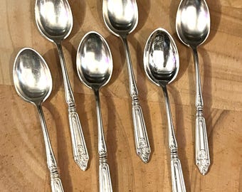 Antique Hotel Demitasse Spoons, Hotel Commodore, NYC, Set of Six, Silver Plate