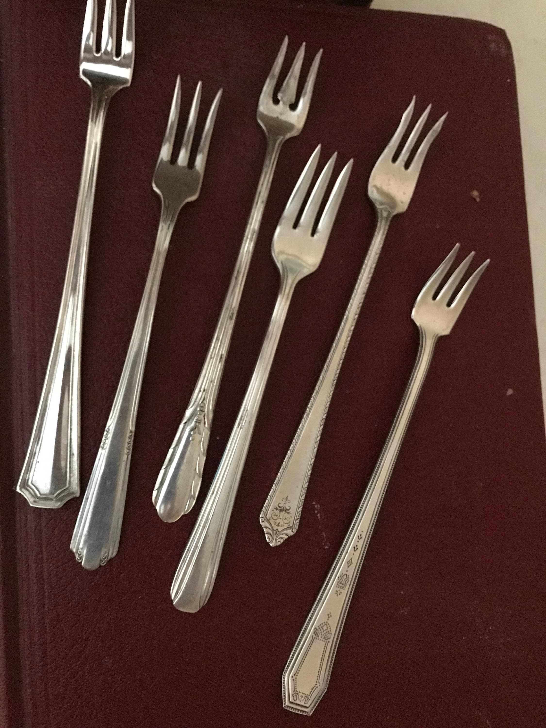 Vintage Silver Plate Cocktail Forks Set de Seis Etsy