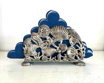 Vintage Seashell Napkin Holder, Silver Plate by Godinger Silver Co. | Silver Coastal Napkin Holder | Beach Decor