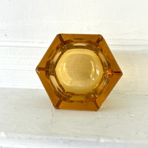 Vintage Salt Dish, Amber Pressed Glass | Amber Glass Ring Dish | Cone Incense Burner