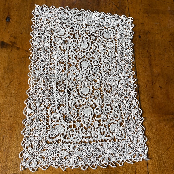 Set of Victorian Era Ecru Lace Placemats, Set of 11