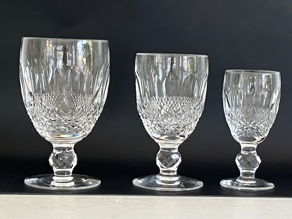 Vintage Waterford Crystal Water Glasses, Colleen Pattern | Waterford Water, Wine, Cordial Glasses