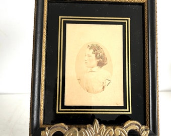 Antique Framed Photo | Reverse Painted Glass Mat