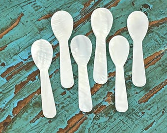 Mother of Pearl Caviar Spoons, Set of Six