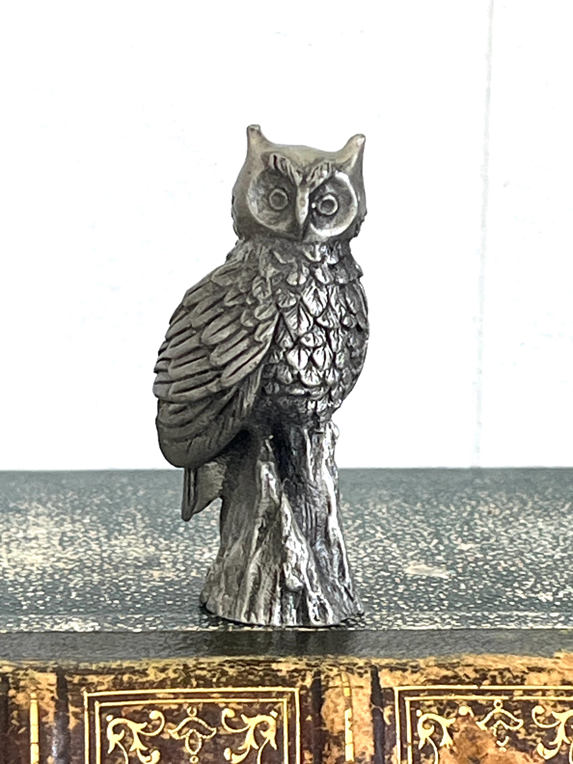 Vintage Pewter Owl, Miniature | Pewter Bird