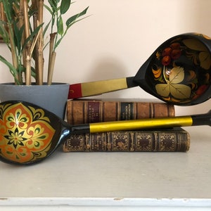 Hand Painted Wooden Ladles | Hand Carved | Khokhloma Hand Painted | Folk Art