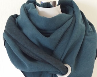 XXL scarf made of winter sweat fabric in petrol blue