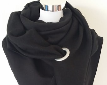 XXL scarf made of winter sweat fabric in solid black