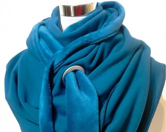 XXL scarf made of Alpine fleece in plain petrol