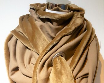 XXL scarf made of alpine fleece in light brown plain