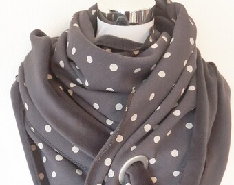 XXL scarf made of alpine fleece in dark gray with dots