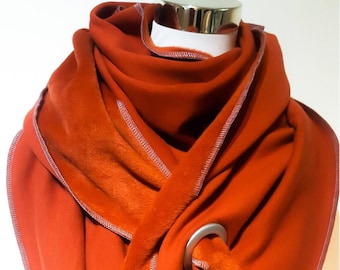 XXL scarf made of Alpine fleece in rust red plain