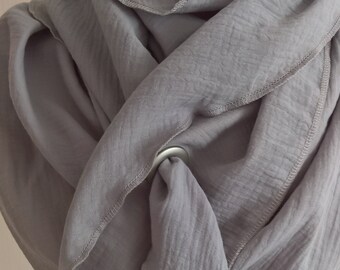 XXL mussel scarf in light grey plain for spring / autumn