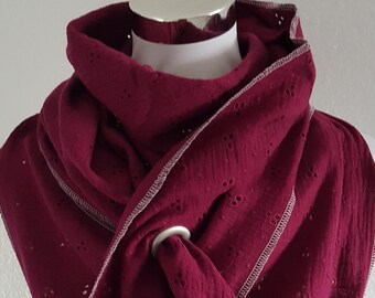 XXL mussel scarf in Bordeaux Uni for spring / autumn