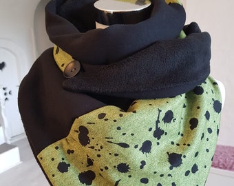 Écharpe portefeuille en sweat d'hiver et polaire en noir et vert