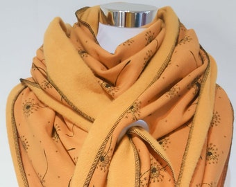 XXL scarf made of alpine fleece in yellow with dandelions