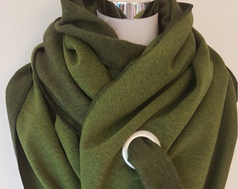 XXL scarf made of winter sweat in green plain
