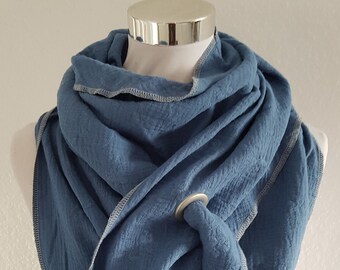 XXL muslin scarf in blue plain for spring / autumn