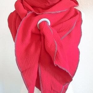 Bufanda XXL de muselina lisa roja para primavera/otoño