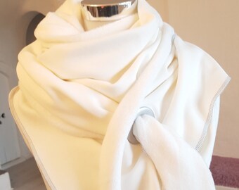 XXL scarf made of Alpine fleece in plain white