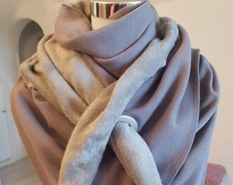 XXL-Schal aus Alpenfleece in Taupe Uni