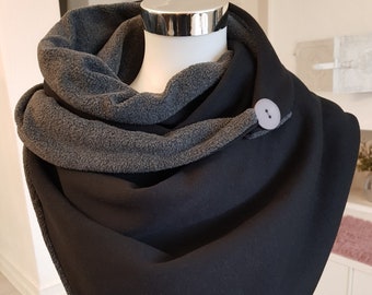 Écharpe portefeuille en polaire et sweat en noir et gris